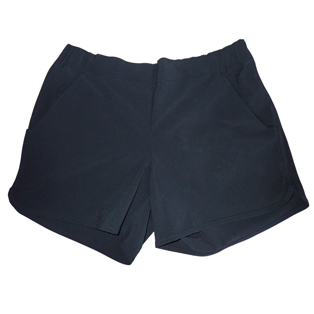 Columbia Nylon Trail Hiking Shorts Women L Black 5" Elastic Waist Gorpcore
